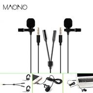 HATCHMATIC MAONO Dual Lavalier Microphone Clip-on Shirt Collar Microphone Omnidirectional Lapel Video Mic for iPhone Canon Nikon DSLR Cam