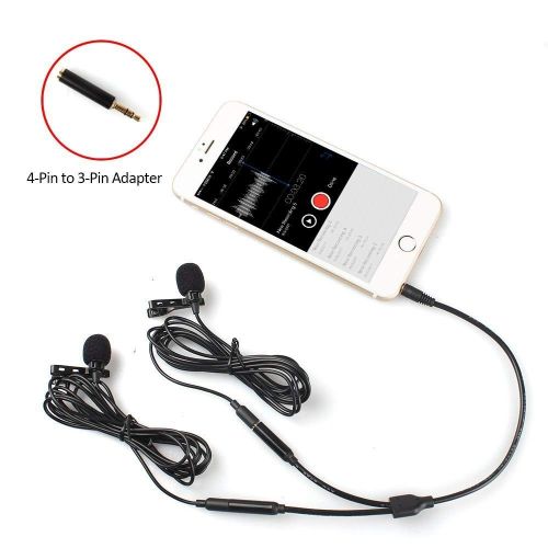  HATCHMATIC MAONO Dual Lavalier Microphone Clip-on Shirt Collar Microphone Omnidirectional Lapel Video Mic for iPhone Canon Nikon DSLR Cam