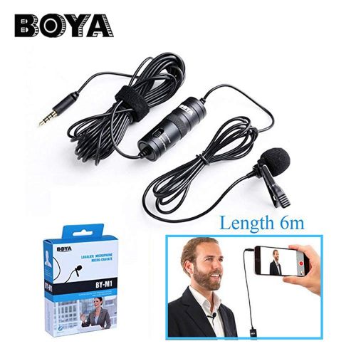  HATCHMATIC BOYA by-M1 6m Portable Lavalier Omnidirectional Condenser Microphone for DSLR Camera Smartphone Nikon Canon iPhone x Sumsang