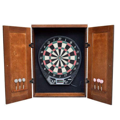  Hathaway Brookline Electronic Dartboard Cabinet Set, Walnut