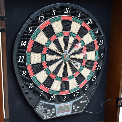  Hathaway Brookline Electronic Dartboard Cabinet Set, Walnut