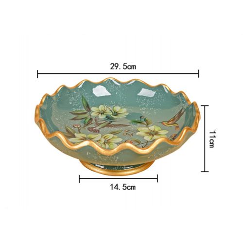  HATHOR-23 Fruit Basket-style Pastoral Fruit Plate American Fruit Dish Vintage Ceramic Fruit Tray Comport (color : F)