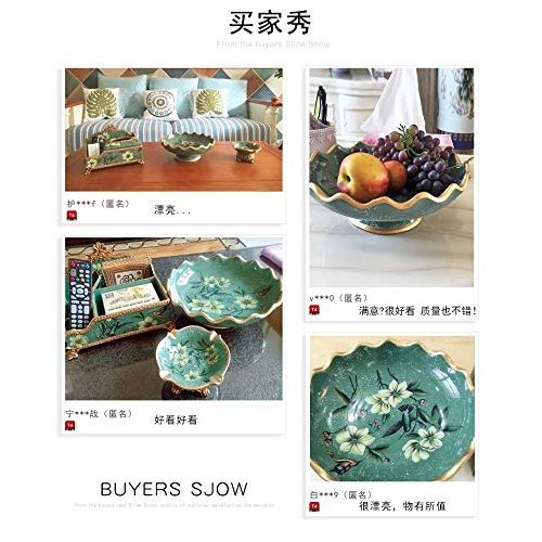  HATHOR-23 Fruit Basket-style Pastoral Fruit Plate American Fruit Dish Vintage Ceramic Fruit Tray Comport (color : F)