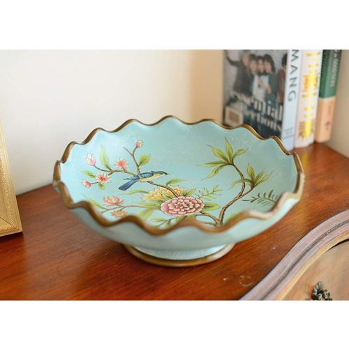  HATHOR-23 Fruit Basket-style Pastoral Fruit Plate American Fruit Dish Vintage Ceramic Fruit Tray Comport (color : F)