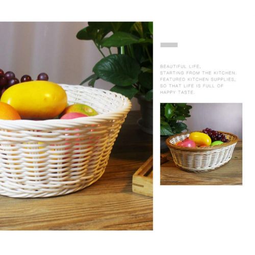  HATHOR-23 Fruit Plate Creative Simple Rattan Bread Box Candy Snack Storage Basket (color : White, Shape : B)