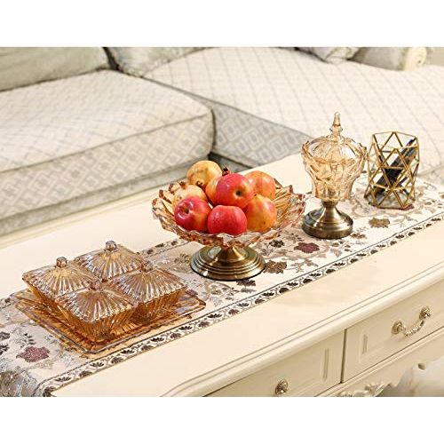  HATHOR-23 Fruit Basket Glass Fruit Plate With Lid Fruit Dish Nut Fruit Tray Comport Crystal (color : Brass)