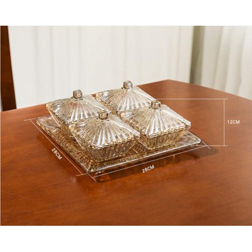  HATHOR-23 Fruit Basket Glass Fruit Plate With Lid Fruit Dish Nut Fruit Tray Comport Crystal (color : Brass)