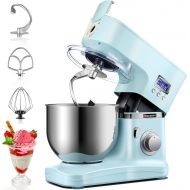 HAUSWIRT Stand Mixer, 5.3 QT Tilt-Head Kitchen Electric Food Mixers 8-Speed 1000W, LCD Display Timer, Stainless-Steel Bowl, Dough Hook, Beater & Wire Whip, Dishwasher-Safe, Blue