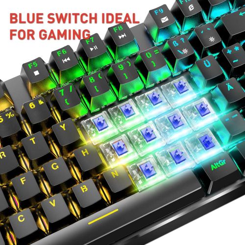  [아마존베스트]havit Mechanical Gaming Keyboard and Mouse Set, QWERTZ LED Keyboard (German Layout) with Aluminium Surface, 4800 Dots Per Inch RGB Gaming Mouse with 7 Keys