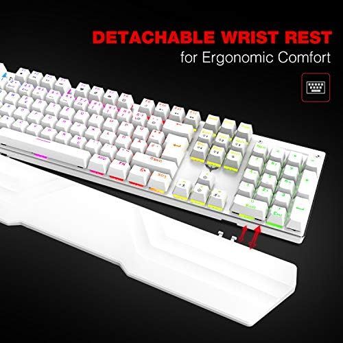  [아마존베스트]havit Mechanical Gaming Keyboard and Mouse Set, RGB Backlight QWERTZ (DE Layout), Aluminium Surface and Palm Rest, 4800DPI RGB Wired Gaming Mouse with 7 Keys (White)