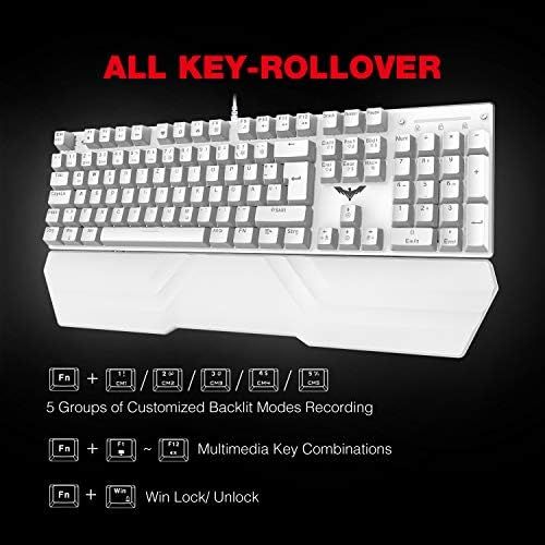  [아마존베스트]havit Mechanical Gaming Keyboard and Mouse Set, RGB Backlight QWERTZ (DE Layout), Aluminium Surface and Palm Rest, 4800DPI RGB Wired Gaming Mouse with 7 Keys (White)