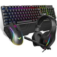 [아마존베스트]havit Mechanical Gaming Keyboard Mouse Headset Set, RGB QWERTZ Wrist Rest Keyboard (German Layout), 4800 Dots Per Inch Gaming Mouse and RGB Gaming Headset (KB380L)