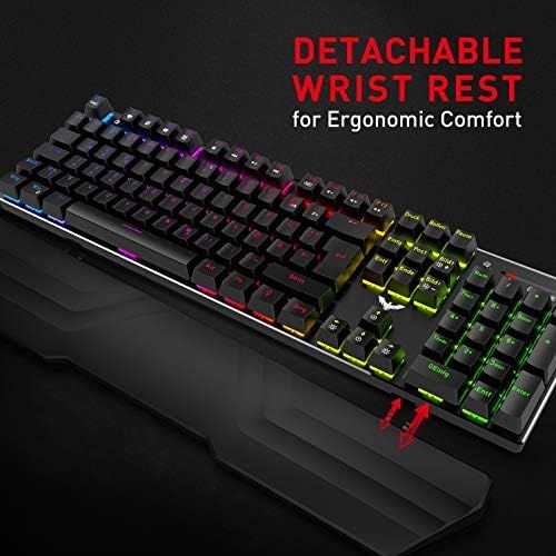  [아마존베스트]havit Mechanical Gaming Keyboard Mouse Headset Set, RGB QWERTZ Wrist Rest Keyboard (German Layout), 4800 Dots Per Inch Gaming Mouse and RGB Gaming Headset (KB380L)