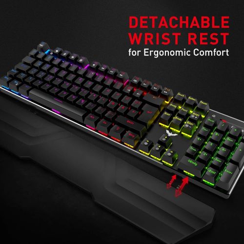  [아마존베스트]havit Mechanical Gaming Keyboard Mouse Headset Set, RGB QWERTZ Wrist Rest Keyboard (German Layout), 4800 Dots Per Inch Gaming Mouse and RGB Gaming Headset (KB380L)