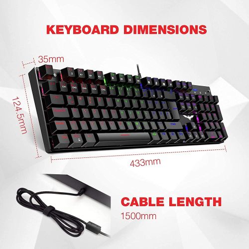  [아마존베스트]Havit Mechanical Gaming Keyboard, QWERTZ Keyboard (German Layout) with Red Switches, Mechanical Keyboard for PC Gamer and Work, Black (HV-KB432L)