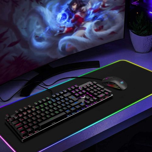  [아마존베스트]Havit Mechanical Gaming Keyboard, QWERTZ Keyboard (German Layout) with Red Switches, Mechanical Keyboard for PC Gamer and Work, Black (HV-KB432L)