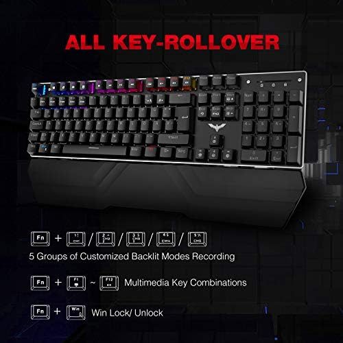  [아마존베스트]havit Mechanical Gaming Keyboard and Mouse Set RGB Backlit QWERTZ (DE-Layout), Aluminium Surface and Palm Rest, 4800DPI RGB Gaming Mouse with 7 Buttons (KB389L)