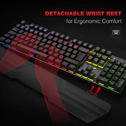  [아마존베스트]havit Mechanical Gaming Keyboard and Mouse Set RGB Backlit QWERTZ (DE-Layout), Aluminium Surface and Palm Rest, 4800DPI RGB Gaming Mouse with 7 Buttons (KB389L)