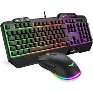 [아마존베스트]Havit Gaming Keyboard and Mouse Set, LED Backlight QWERTZ (German Layout), 7 Buttons Gaming Mouse with 4 LEDs as Lighting (800/1200/1600/2400 DPI Adjustable) l