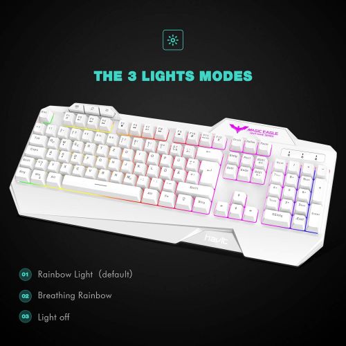  [아마존베스트]Havit Gaming Keyboard and Mouse Set, LED Backlight QWERTZ (German Layout), 7 Buttons Gaming Mouse with 4 LEDs as Lighting (800/1200/1600/2400 DPI Adjustable)