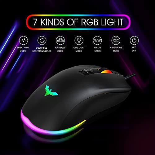  [아마존베스트]Havit Gaming Keyboard and Mouse Set, LED Backlight QWERTZ (German Layout), 7 Buttons Gaming Mouse with 4 LEDs as Lighting (800/1200/1600/2400 DPI Adjustable)