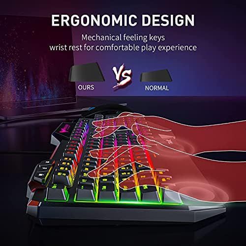  [아마존베스트]Havit Gaming Keyboard and Mouse Set, LED Backlight QWERTZ (German Layout), 7 Buttons Gaming Mouse with 4 LEDs as Lighting (800/1200/1600/2400 DPI Adjustable)