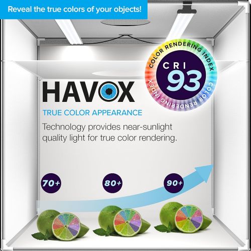  HAVOX - Photo Studio HPB-80XD - Dimension 32x32x32 - Dimmable LED LightingDaylight 5500k - 26,000 lumens - CRI 93 - Make your commercial photos e-commerce