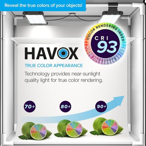  HAVOX - Photo Studio HPB-80XD - Dimension 32x32x32 - Dimmable LED LightingDaylight 5500k - 26,000 lumens - CRI 93 - Make your commercial photos e-commerce