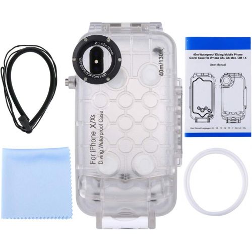  HAWEEL for iPhone XXS Underwater Housing Professional [40m130ft] Diving Case for Diving Surfing Swimming Snorkeling Photo Video with Lanyard (iPhone XXS, Transparent)