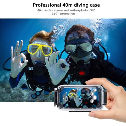  HAWEEL for iPhone XXS Underwater Housing Professional [40m130ft] Diving Case for Diving Surfing Swimming Snorkeling Photo Video with Lanyard (iPhone XXS, Transparent)