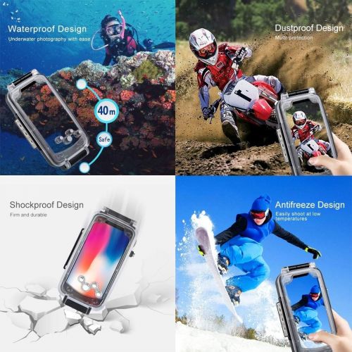  HAWEEL for iPhone XXS Underwater Housing Professional [40m130ft] Diving Case for Diving Surfing Swimming Snorkeling Photo Video with Lanyard (iPhone XXS, Transparent)