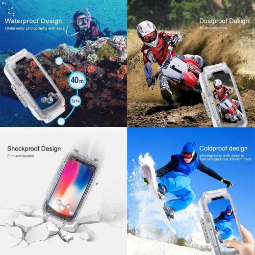  HAWEEL for iPhone XXS Underwater Housing Professional [40m130ft] Diving Case for Diving Surfing Swimming Snorkeling Photo Video with Lanyard (iPhone XXS, Transparent)