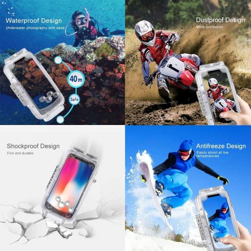  HAWEEL for iPhone XXS Underwater Housing Professional [40m130ft] Diving Case for Diving Surfing Swimming Snorkeling Photo Video with Lanyard (iPhone XXS, Transparent)