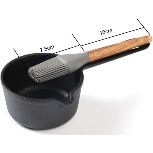  [아마존베스트]HAWOK 3.9inch Cast Iron Melting Pot Sauce Pan with Brush,8.8 oz