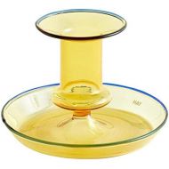 HAY Flare Candle Holder Yellow Borosilicate Glass Transparent Height 7.5 cm Diameter 11 cm