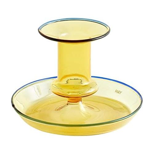  HAY Flare Candle Holder Yellow Borosilicate Glass Transparent Height 7.5 cm Diameter 11 cm