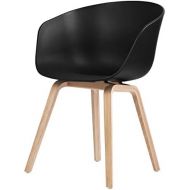 Hay - About A Chair AAC 22, Holz-Vierbeingestell (Eiche geseift), Sitzschale schwarz
