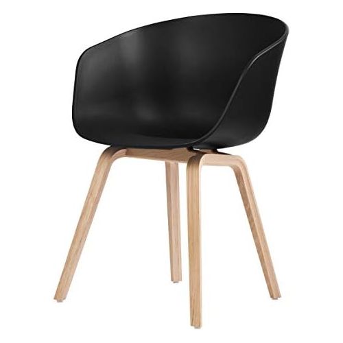  Hay - About A Chair AAC 22, Holz-Vierbeingestell (Eiche geseift), Sitzschale schwarz