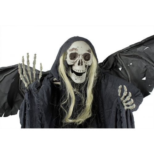  HAZOULEN Juvale Halloween Hanging Ghost Skeleton with Wings Decoration - Great for Haunted Houses, Home Decor, Lawn Decorand Backyard Parties - 14 Inches