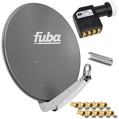  [아마존베스트]-Service-Informationen FUBA 65cm fuer 8 Teilnehmer (Direktanschluss) Digital SAT Anlage DAA650A + Octo LNB schwarz 0,1dB FULL HDTV 4K 3D + 16 Vergoldete F-Stecker und F- Montageschluessel gratis dazu