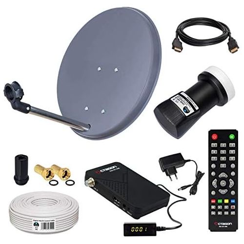  [아마존베스트]-Service-Informationen HB-DIGITAL SAT COMPLETE Set: Mini Satellite System 40 cm Bowl + UHD LNB 0.1 dB + Cable + HD 250S Receiver (Suitable for HDTV)
