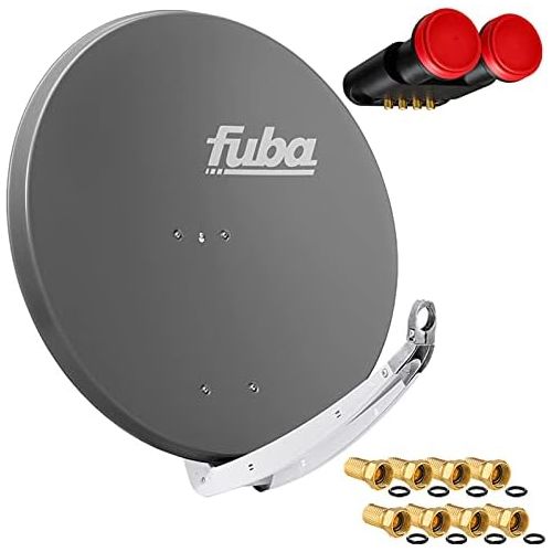  [아마존베스트]-Service-Informationen FUBA 4 Subscriber 2 SAT Digital Sat Installation DAA850A + Megasat Diavolo Monoblock Quad LNB Astra Hotbird 0,1dB FULL HDTV 4K + 8 gold plated F-plugs For free