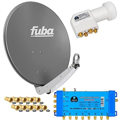  [아마존베스트]-Service-Informationen FUBA 8 TEILNEHMER DIGITAL SAT ANLAGE DAA650A + Opticum LNB 0,1dB FULL HDTV 4K + PMSE Multischalter 5/8 + 24 Vergoldete F-Stecker Gratis dazu