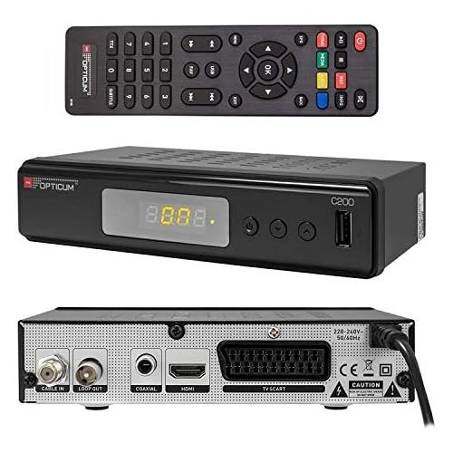  HB Digital Cable Receiver DVB C Set: Opticum HD C200 Receiver for Digital Cable TV with Recording Function PVR (HDMI, SCART, USB 2.0, Media Player) + HDMI Cable