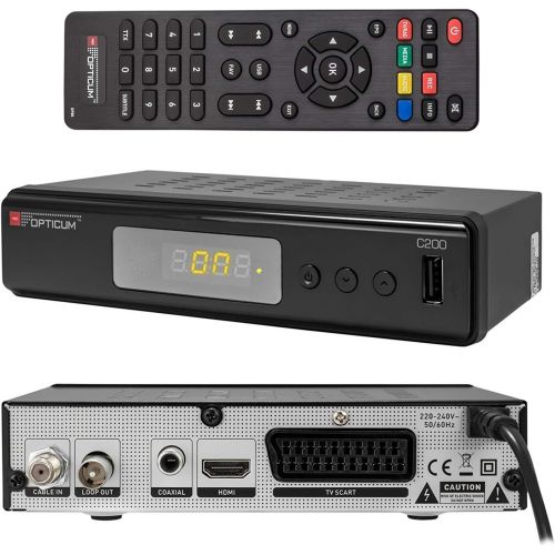  HB Digital Cable Receiver DVB C Set: Opticum HD C200 Receiver for Digital Cable TV with Recording Function PVR (HDMI, SCART, USB 2.0, Media Player) + HDMI Cable
