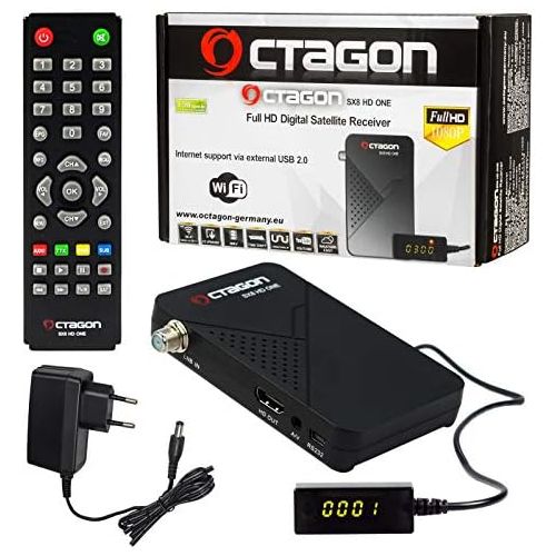  HB DIGITAL Mini Satellite Receiver Octagon SX8 HD ONE + HDMI Cable (DVB S/S2 Satellite Receiver IPTV 2X USB 2.0, Conax Card Reader, HDMI, External Display and IR Receiver, 1080p Me