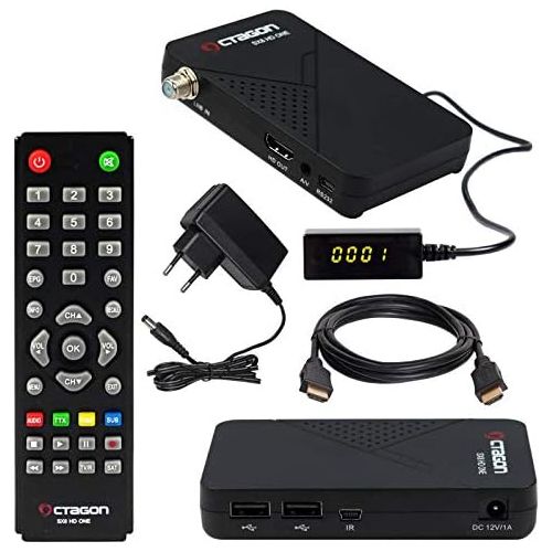  HB DIGITAL Mini Satellite Receiver Octagon SX8 HD ONE + HDMI Cable (DVB S/S2 Satellite Receiver IPTV 2X USB 2.0, Conax Card Reader, HDMI, External Display and IR Receiver, 1080p Me