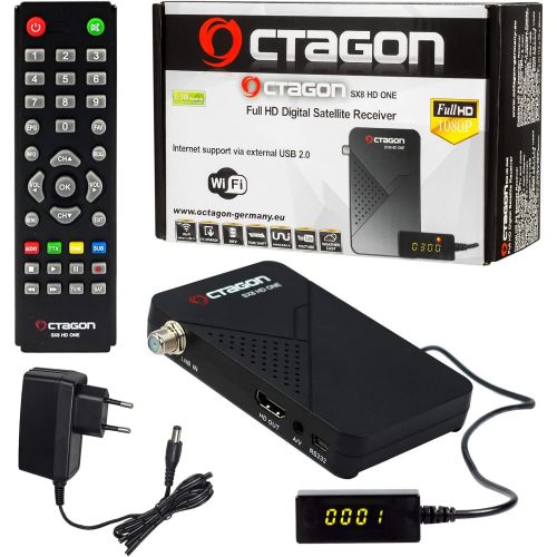  HB DIGITAL Mini Satellite Receiver Octagon SX8 HD ONE + HDMI Cable (DVB S/S2 Satellite Receiver IPTV 2X USB 2.0, Conax Card Reader, HDMI, External Display and IR Receiver, 1080p Me