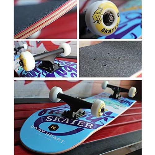 HBJP Skateboard-Einsteiger-Double-Up-Skateboard Professionelles Skateboard mit Vier Radern aus kanadischem Ahorn Skateboard (Color : A)