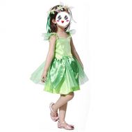 HBOS Kid Girls Summer Sleeveless Princess Dresses with Wreath Green